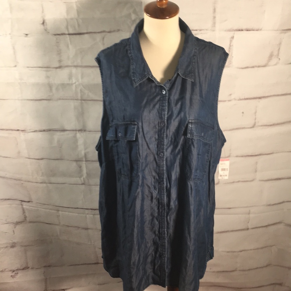 Plus Size Chambray Tunic Top by Simply Emma